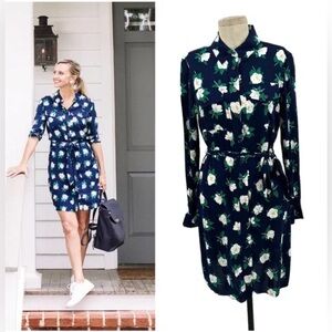 Draper James navy magnolia shirt dress